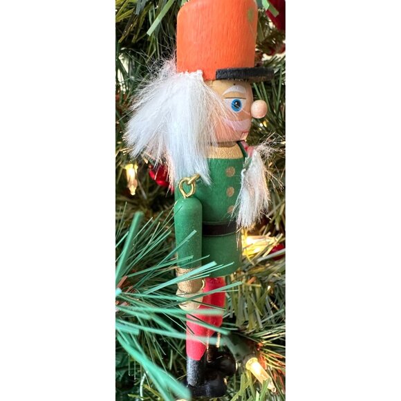 NWOT VTG Nutcracker Christmas Ornament Wooden Dangling Arms Legs Fuzzy B… - Picture 3 of 11